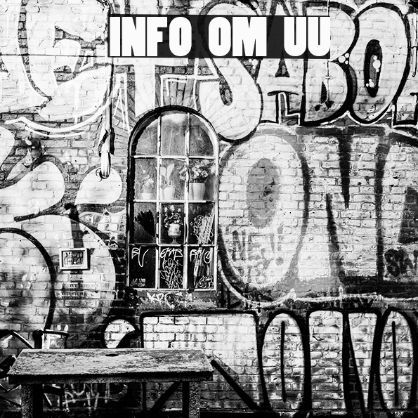 UU Info. Billedet viser en væg med grafitti påført teksten info..