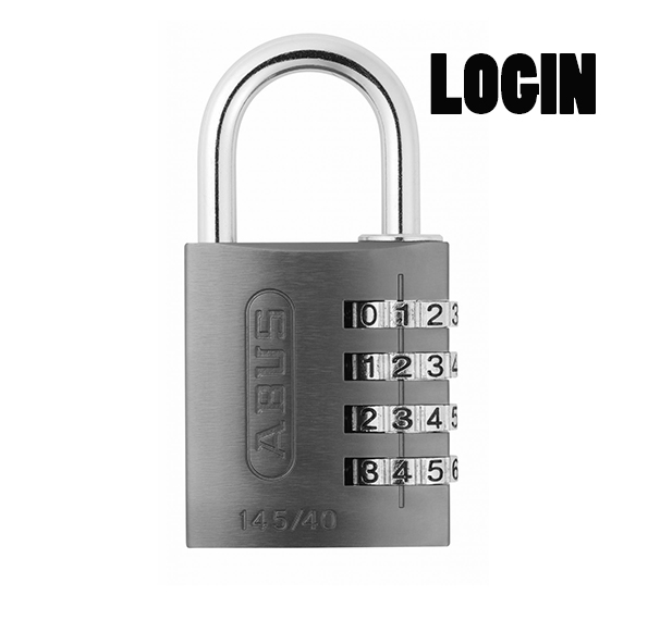 Login. Billedet viser en hængelås påført teksten login, anvendes som genvej..
